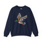 Flying mallard duck design faux rhinestone sweatshirt with colorful wildlife print