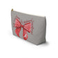 Crimson Bow Alabama accessory pouch with watercolor bow and hand-lettered script on soft-structured polyester