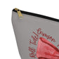Crimson Bow Alabama script accessory pouch with vibrant red bow and gold zipper puller