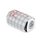 Plaid gray Roll Tide Can Cooler with red script and foam liner for grip