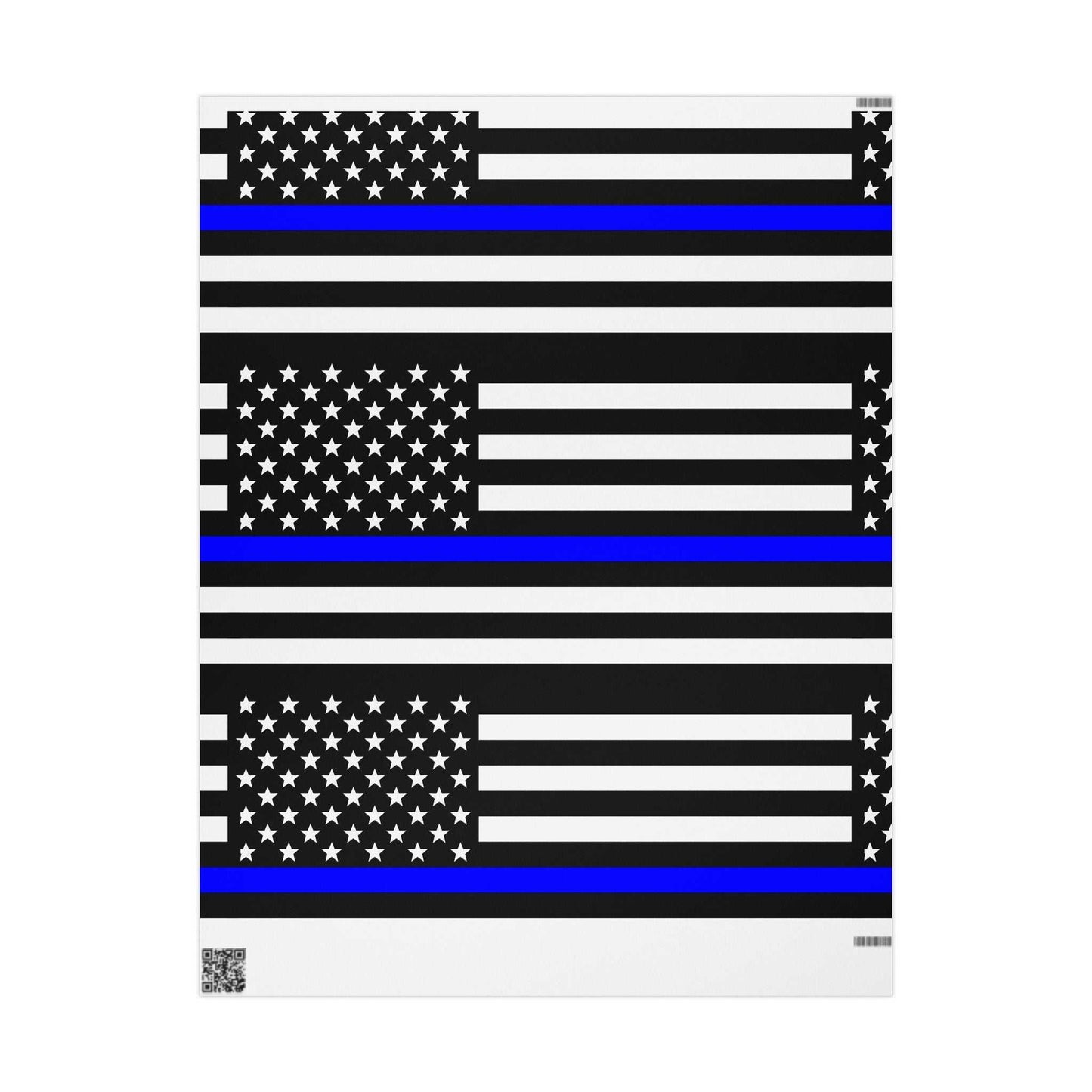 Thin Blue Line American Flag Wrapping Paper