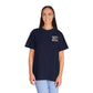 Emergency Vehicles T-Shirt with headset sketch and ambulance firetruck design on garment-dyed soft cotton fabric