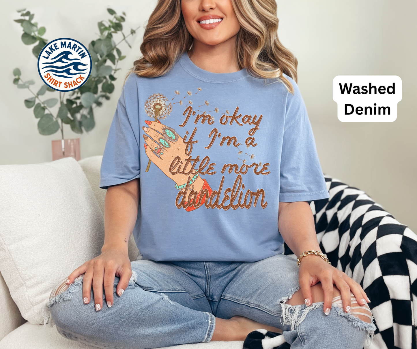 Retro dandelion graphic printed on a Comfort Colors T-shirt