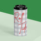 Gray plaid Roll Tide can cooler with red script, foam-lined and lightweight