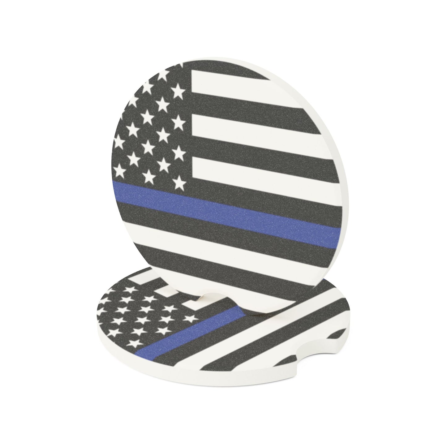 Thin Blue Line American Flag Car Coaster | Soapstone Car Coaster