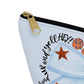 Light-blue Blue Bow Auburn Logo accessory pouch with T-bottom, gold zipper, and collegiate icons design