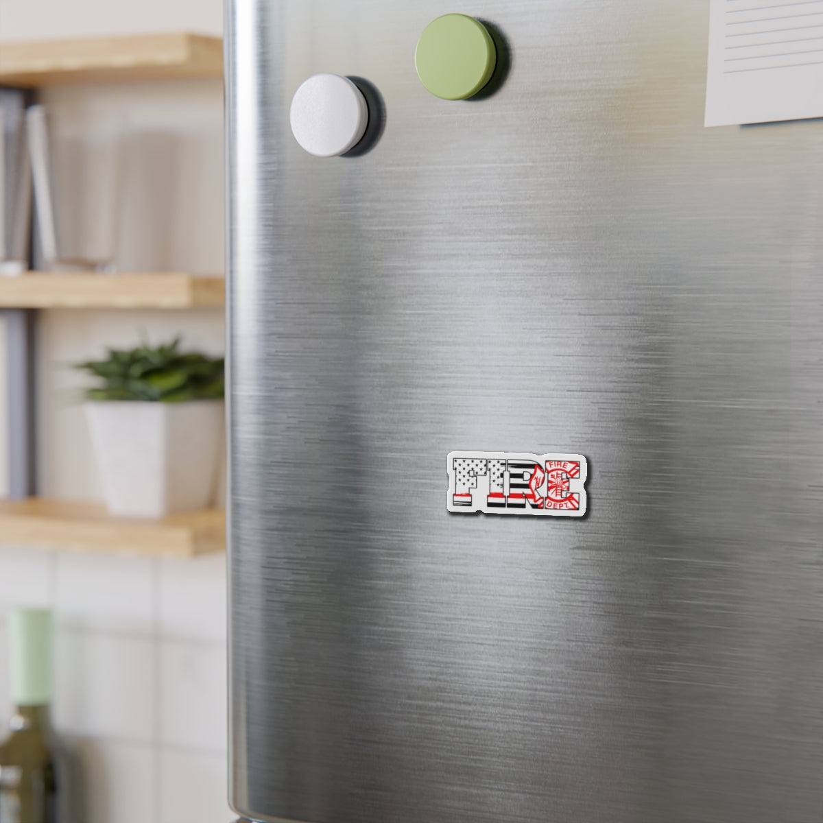 Fire Department Thin Red Line Die-Cut Magnet | 2-Inch Firefighter Magnet