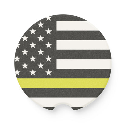 Thin Yellow Line American Flag Car Coaster | Soapstone Car Coaster