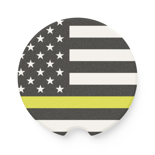 Thin Yellow Line American Flag Car Coaster | Soapstone Car Coaster