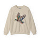 Unisex sweatshirt with colorful flying mallard duck faux rhinestone design on front