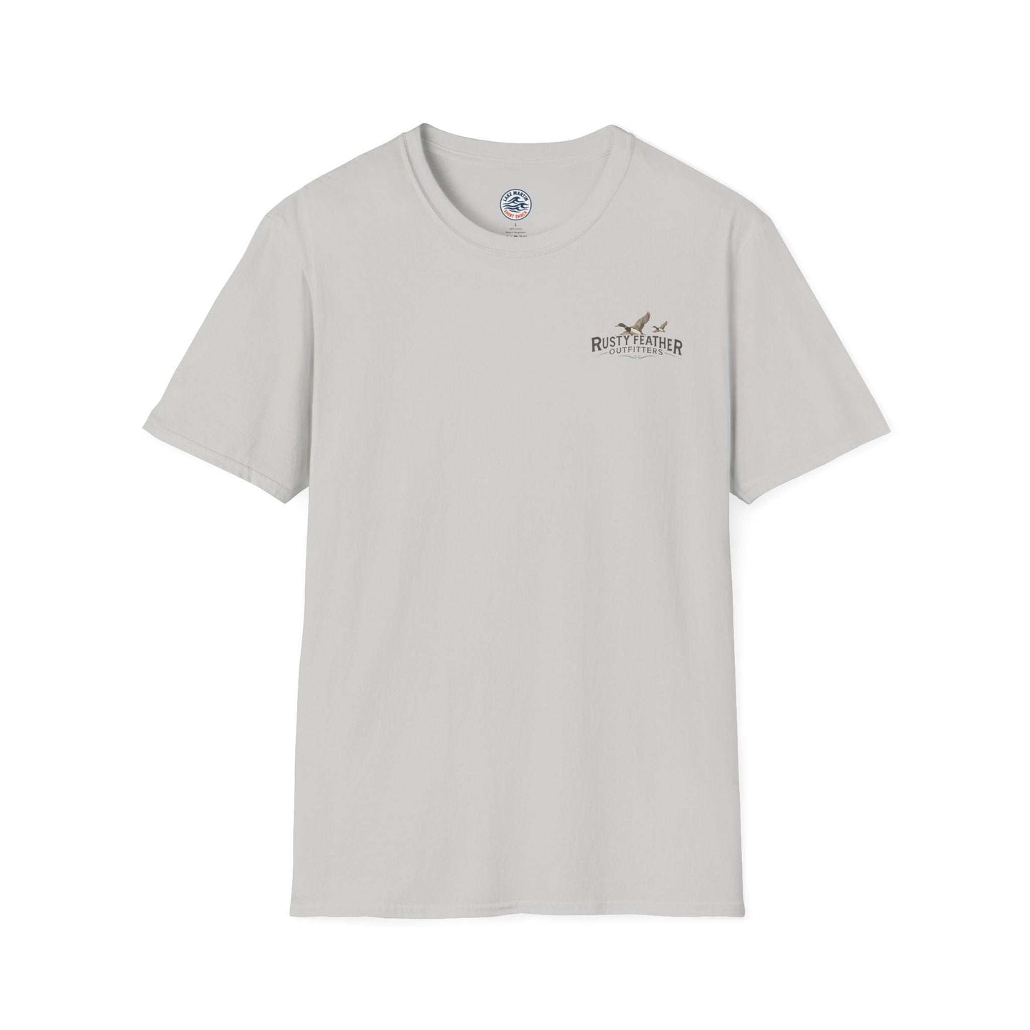 Rusty Feather logo T-Shirt small chest logo on soft breathable cotton tee