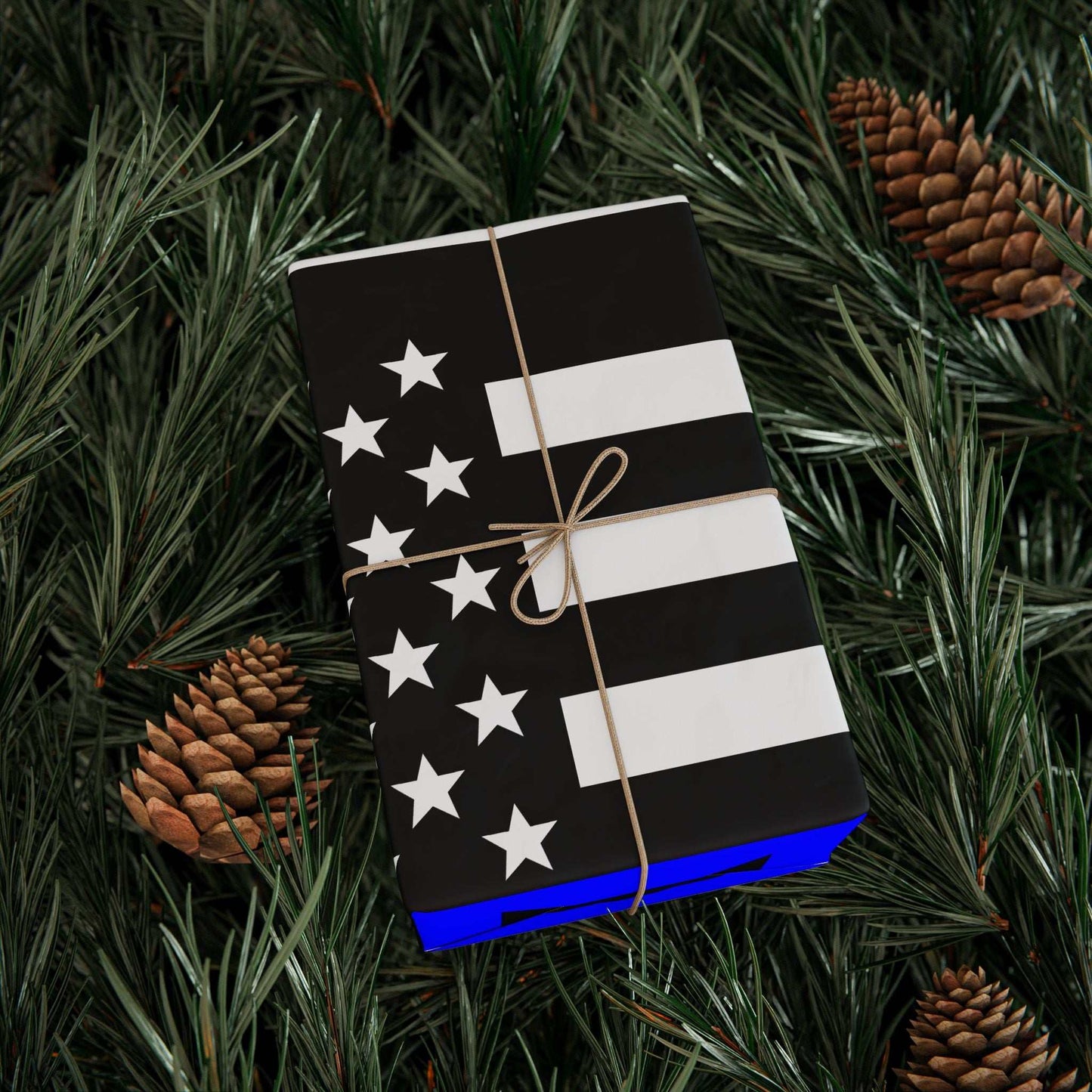 Thin Blue Line American Flag Wrapping Paper