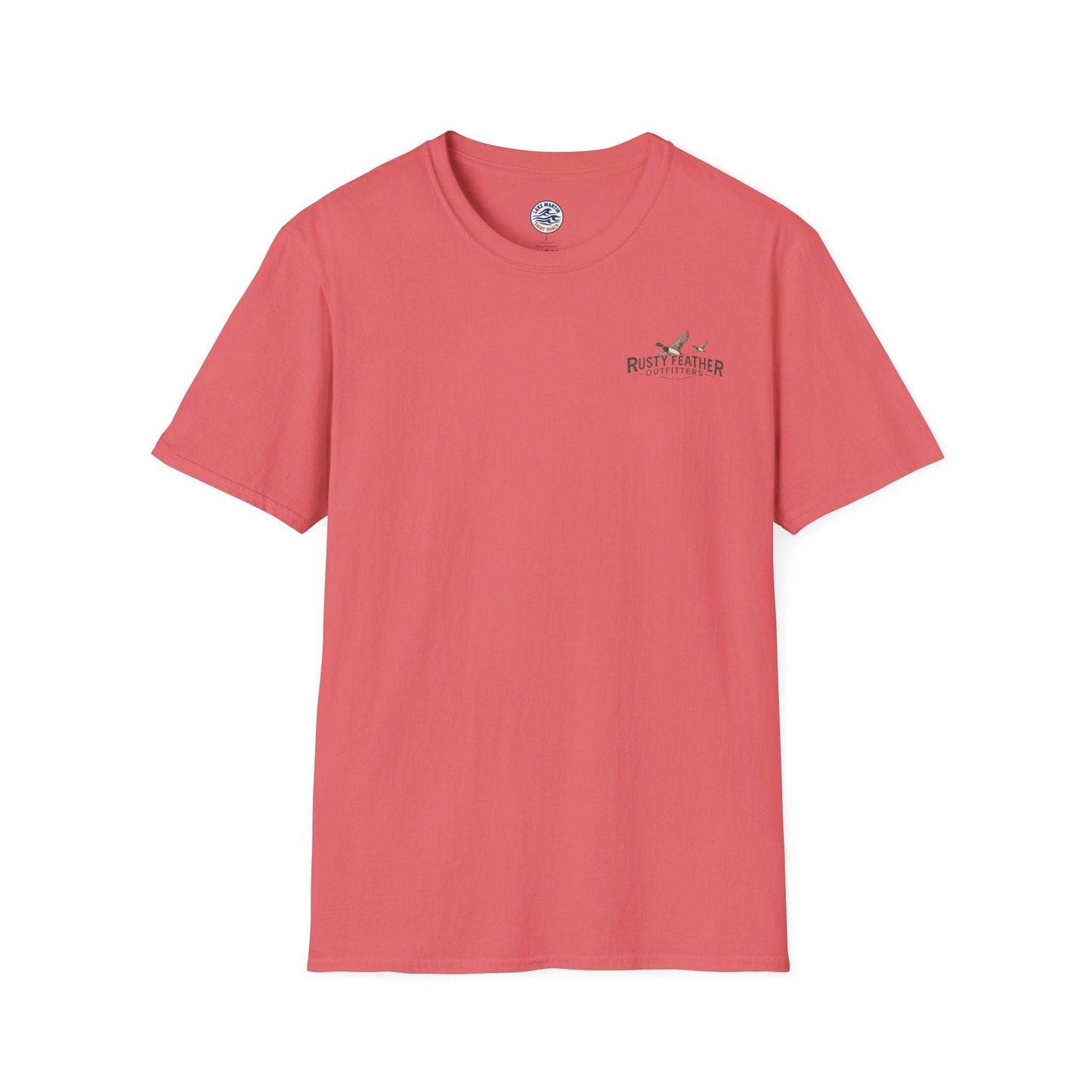Rusty Feather logo T-Shirt with small chest logo on lightweight breathable cotton tee