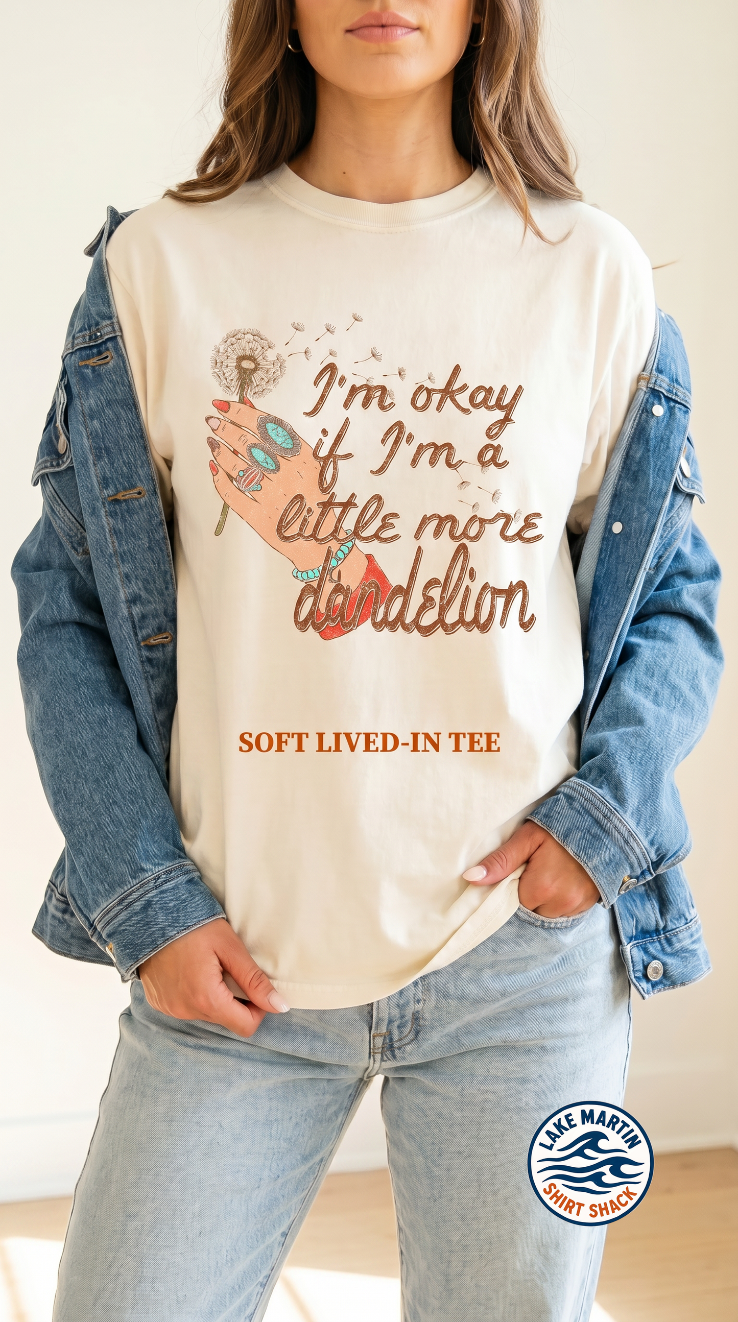 Retro dandelion graphic printed on a Comfort Colors T-shirt