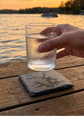 Customizable laser engraved Lake Martin Alabama slate coaster with detailed lake map and personalized text option