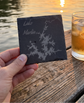 Customizable laser-engraved slate coaster with Lake Martin Alabama map and personalized text