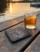 Customizable laser-engraved slate coaster featuring Lake Martin Alabama map with personalized text area