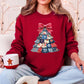 Christmas Geese Retro Santa Sewing Faux Quilt Cozy Festive Graphic Holiday Sweatshirt