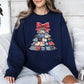 Christmas Geese Retro Santa Sewing Faux Quilt Cozy Festive Graphic Holiday Sweatshirt