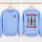 Christmas Is Calling Duck Season Hunting Retro Cozy Graphic Vintage Edition Sweatshirt