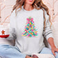 Colorful Christmas Tree Retro Graphic Artwork With Festive Motifs And Cozy Winter Vibes Sweatshirt