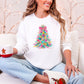 Colorful Christmas Tree Retro Graphic Artwork With Festive Motifs And Cozy Winter Vibes Sweatshirt