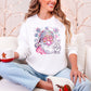 Disco Santa Bubble Gum Christmas Snowflakes Festive Candy Sparkle Graphic Sweatshirt