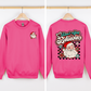 Don't Stop Believin' Santa Christmas Checkered Vintage Inspired Retro Sweatshirt