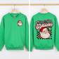 Don't Stop Believin' Santa Christmas Checkered Vintage Inspired Retro Sweatshirt