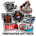 Firefighter themed vinyl sticker pack with 7 occupational designs for laptops and water bottles