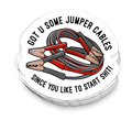 Sarcastic Jumper Cables Starting Sh*t sticker on tumbler, durable vinyl decal