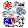 Medic and EMT themed sticker gift packs with 7 vinyl occupational stickers for laptops and water bottles