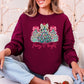 Merry And Bright Pastel Christmas Trees Bows Ribbons Santa Playful Holiday Graphics Sweatshirt