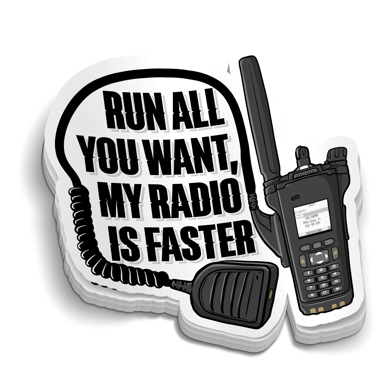 Funny Police Sticker vinyl decal with "Run All You Want" text for laptops, helmets, and water jugs