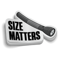 Sizes Matters Funny Police Sticker 2.8-inch durable vinyl decal for laptops and helmets