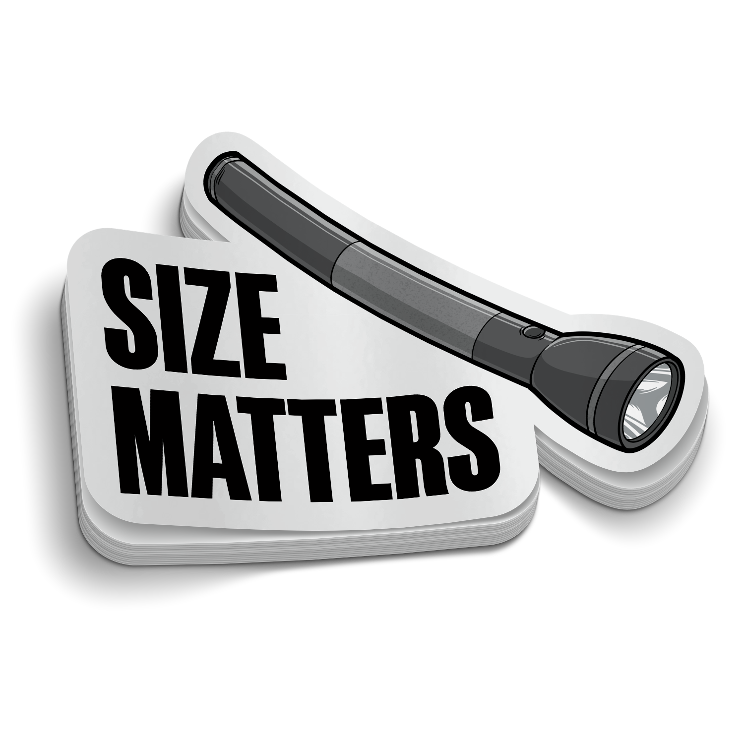 Sizes Matters Funny Police Sticker 2.8-inch durable vinyl decal for laptops and helmets