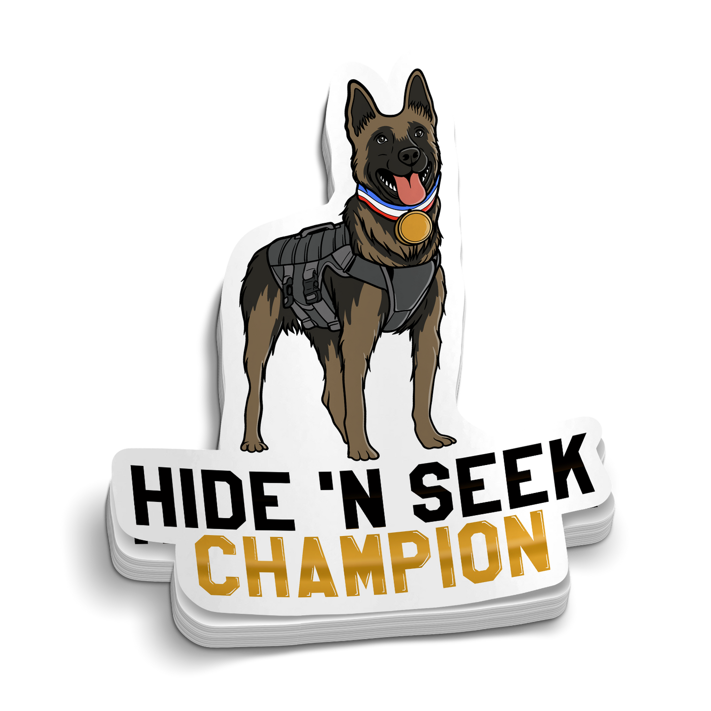 Hide 'n Seek Champion Police K9 2.8-inch durable vinyl sticker for water jugs and laptops
