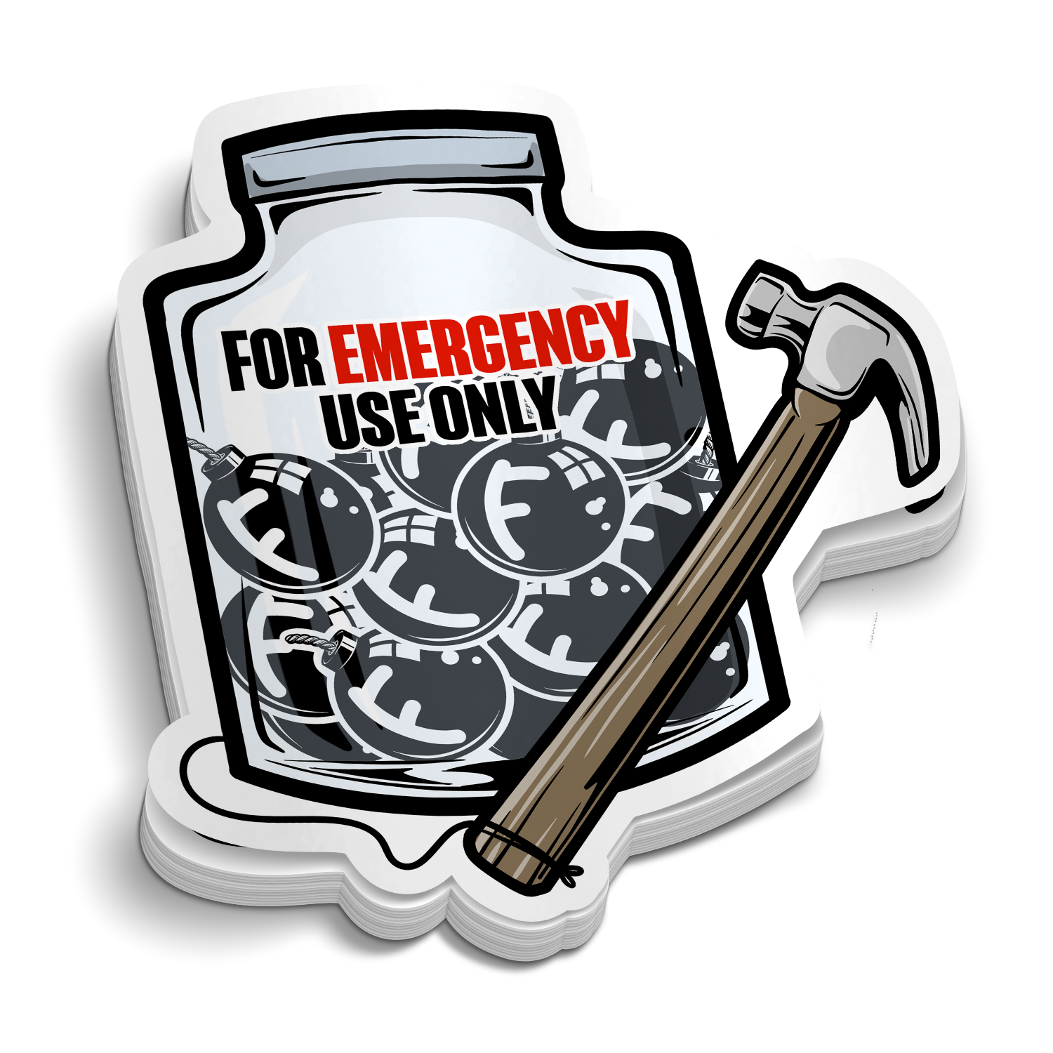 In Case Of Emergency F-Bombs funny tumbler sticker on durable vinyl for water jug or laptop