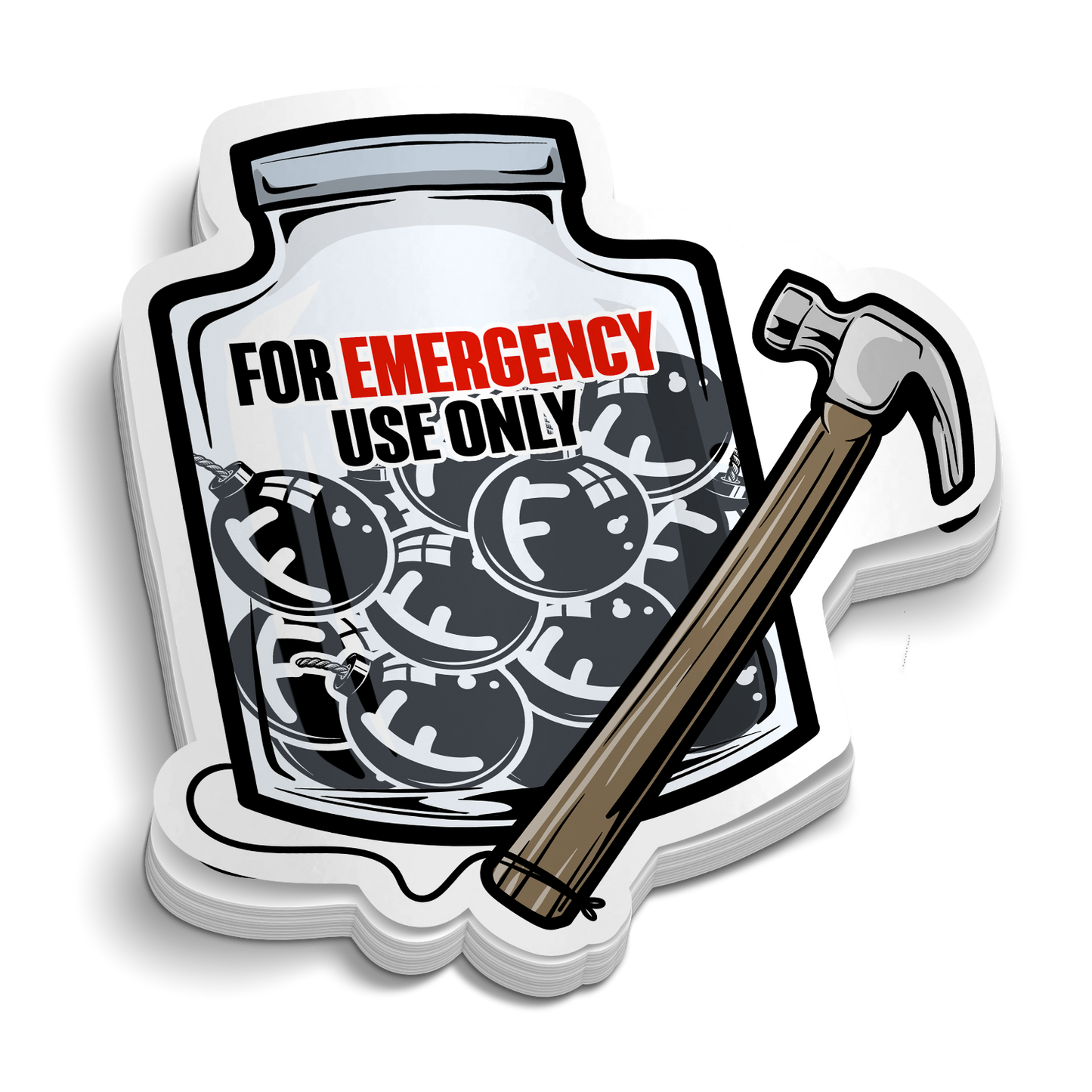 In Case Of Emergency F-Bombs funny tumbler sticker on durable vinyl for water jug or laptop