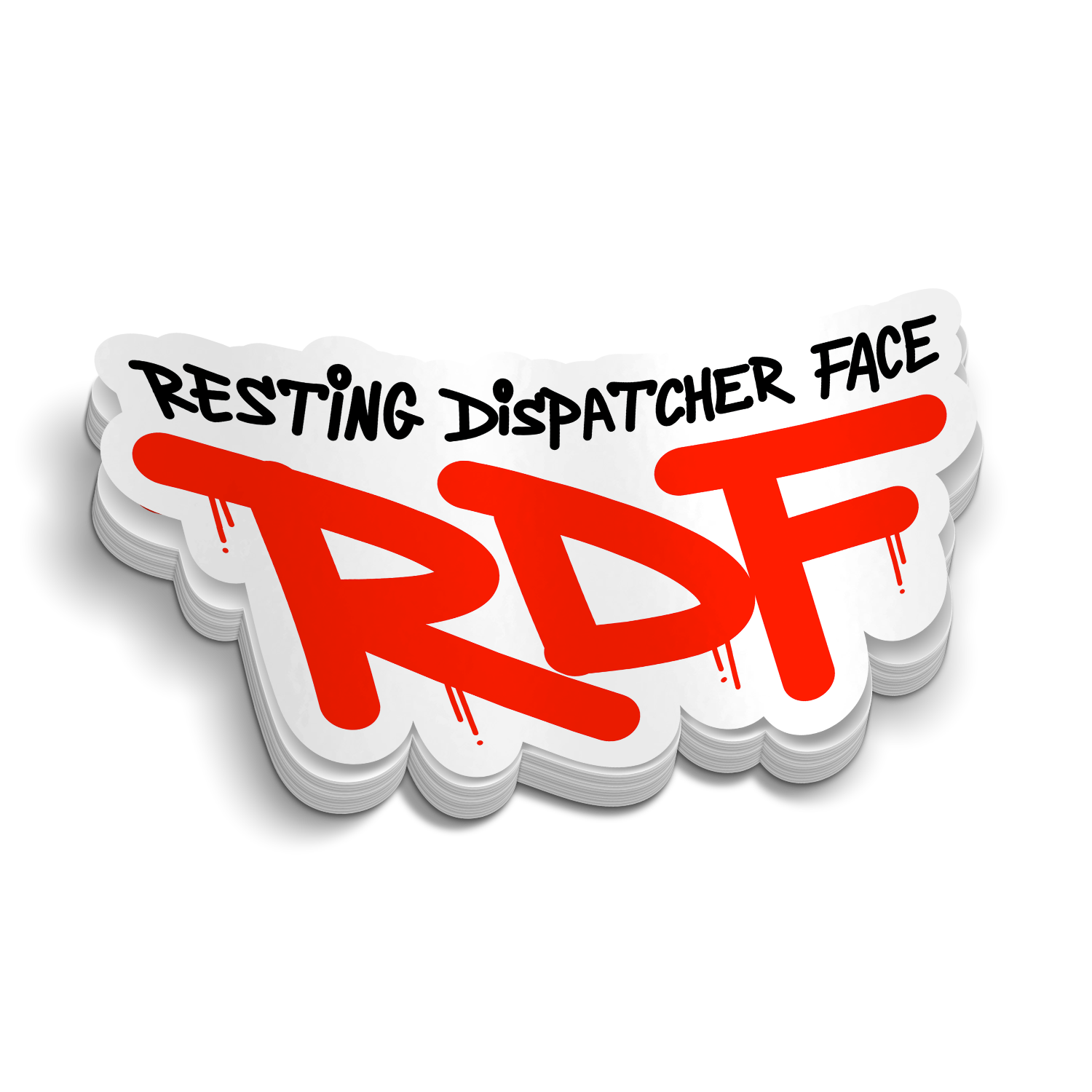 Resting Dispatcher Face RDF sticker on durable vinyl for tumblers and laptops