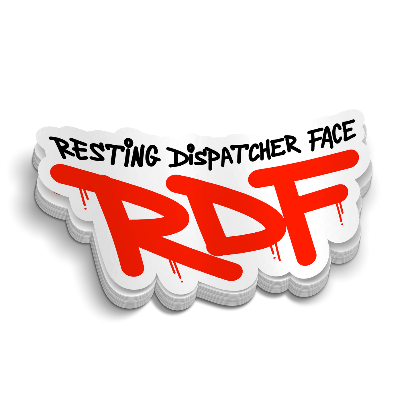 Resting Dispatcher Face RDF sticker on durable vinyl for tumblers and laptops