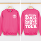 Santa Claus World Tour Front And Back Retro Christmas Reading Graphic Sweatshirt