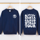 Santa Claus World Tour Front And Back Retro Christmas Reading Graphic Sweatshirt
