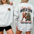 Santa Claus World Tour Front And Back Reading Christmas Library Lovers Sweatshirt
