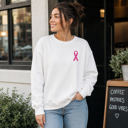 Breast Cancer Ribbon Fight Club Sweatshirt | Crewneck, Pink Awareness