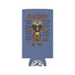Aubie Mascot Can Cooler in blue polyester featuring a vintage Auburn tiger mascot and orange text with SEC Champs and Lake Martin logo