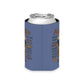 Aubie Mascot Can Cooler with blue polyester exterior featuring vintage Auburn tiger mascot and stadium chants, insulated koozie