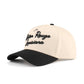 Baton Rouge beige and black cotton trucker hat with embroidered script, curved black brim, and low-profile crown