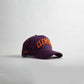 Clemson South Carolina baseball cap in purple fabric with orange 3D Clemson embroidery and curved bill
