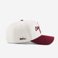 College Station Script Hat in beige and maroon with embroidered script, curved maroon brim, and low-profile design